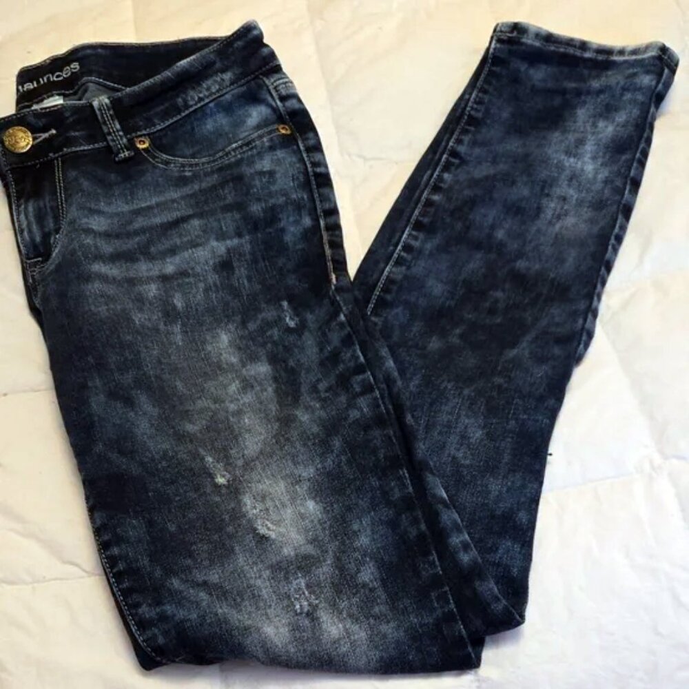 Maurices Distressed Dark Blue Jeggings Jeans